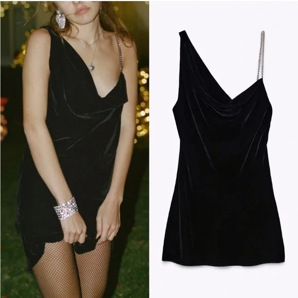 asymmetrical black dress zara 418 main image 1